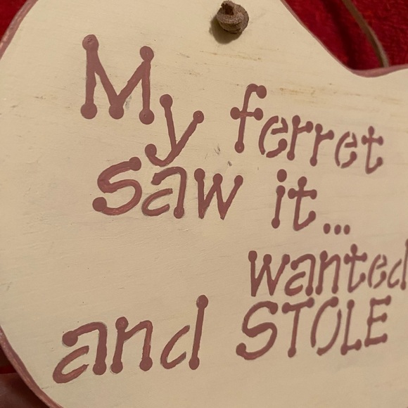 COPY-Handmade wooden decorative plaque “My ferret saw it…wanted it…and stole it! - Picture 3 of 11
